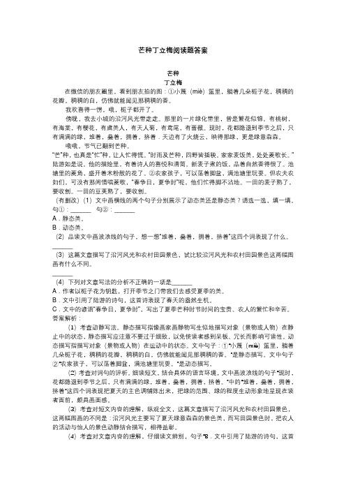 芒种丁立梅阅读题答案