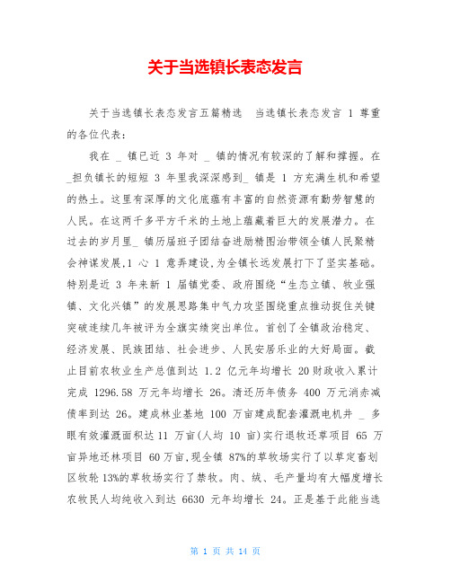 关于当选镇长表态发言