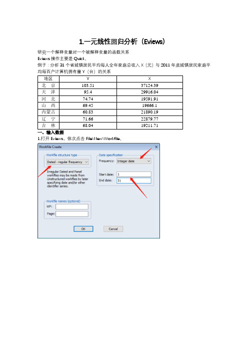 Eviews-一元线性回归分析