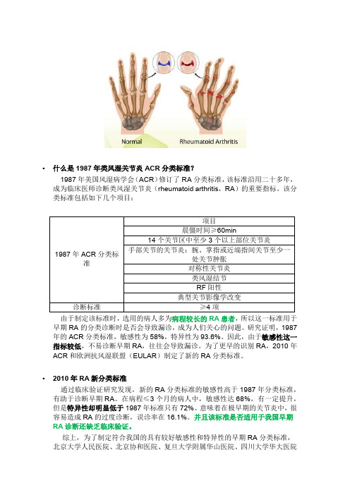 什么是1987年类风湿关节炎分类标准