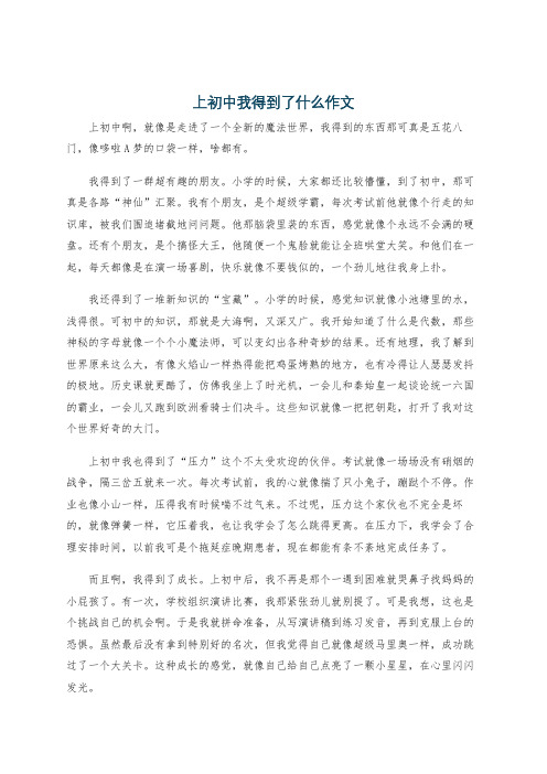 上初中我得到了什么作文