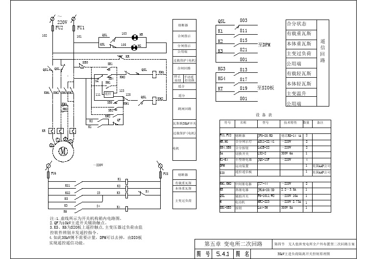设备控制器_35kV主进负荷隔离开关控制原理图