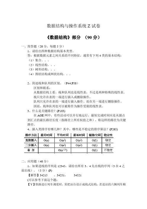 2012年山东科技大学数据结构与操作系统--真题及参考答案