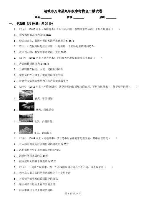 运城市万荣县九年级中考物理二模试卷