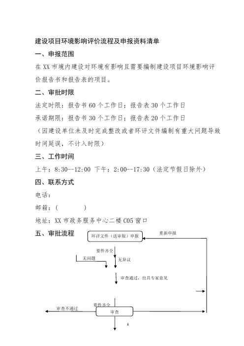 建设项目环境影响评价流程及申报资料清单【模板】