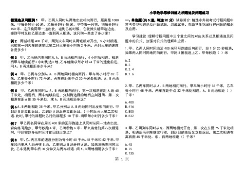 小升初数学专题训练行程问题之相遇追及问题-精选文档