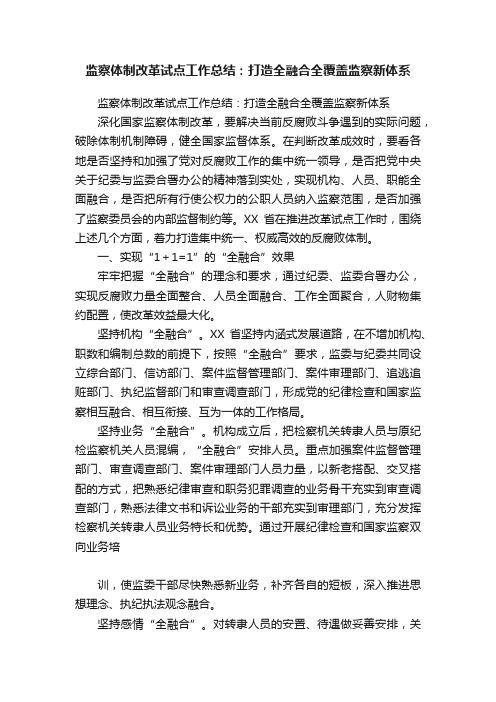 监察体制改革试点工作总结：打造全融合全覆盖监察新体系