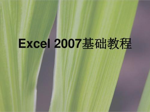 Excel2007基础教程(培训专用)