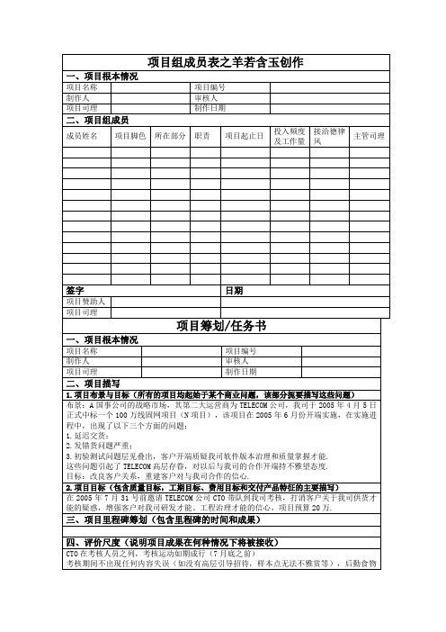 华为项目管理10大模板(可直接套用_非常实用的项目管理模板)