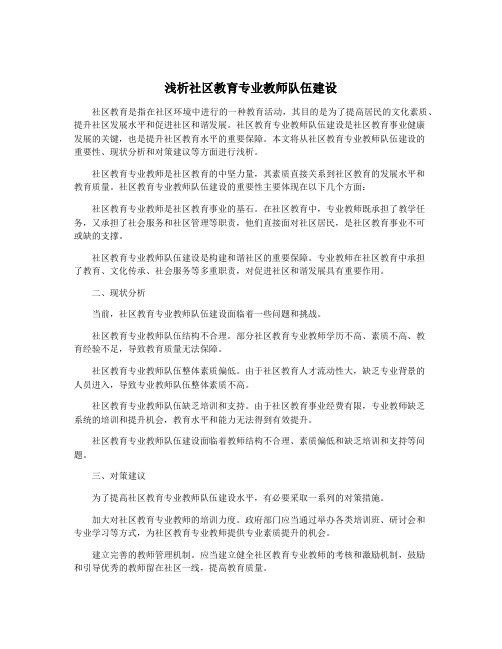 浅析社区教育专业教师队伍建设