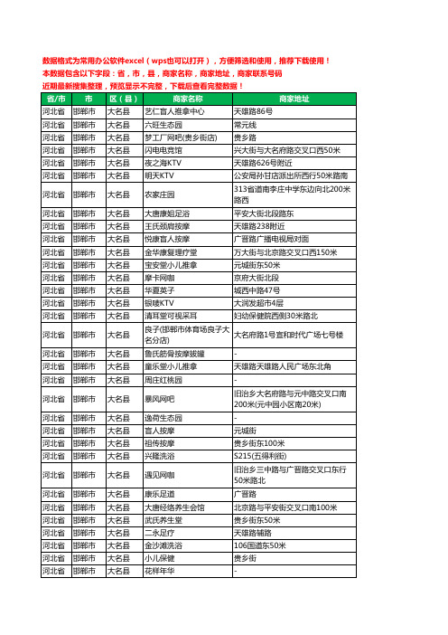 2020新版河北省邯郸市大名县休闲娱乐工商企业公司商家名录名单黄页联系电话号码地址大全99家