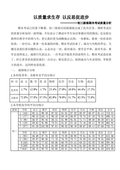 以质量求生存 以反思促进步