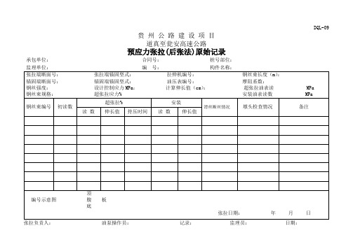 预应力张拉(后张法)原始记录