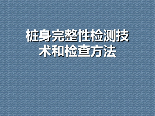 桩身完整性检测技术和检查方法