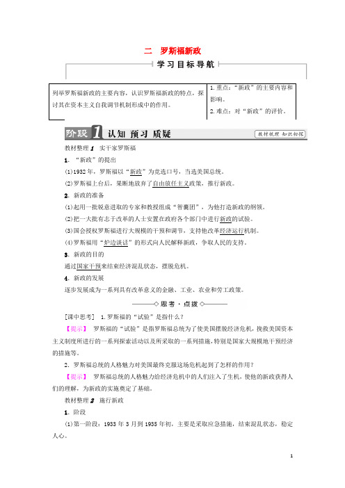 18版高中历史专题6罗斯福新政与当代资本主义2罗斯福新政教师用书人民版必修2