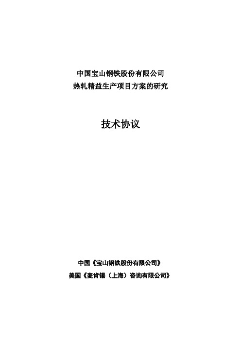 中国宝山钢铁股份公司热轧精益生产项目方案的研究