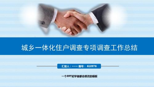 最新城乡一体化住户调查专项调查工作总结述职PPT模板