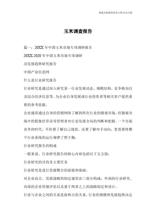 玉米调查报告