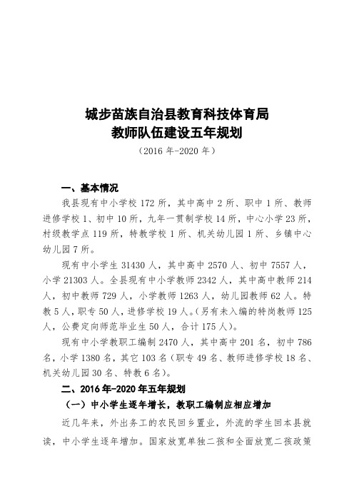 教师队伍建设五年规划-中国城步