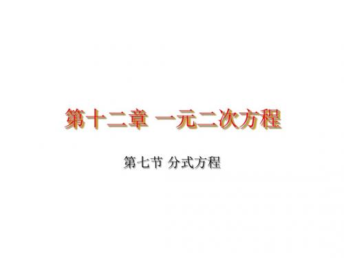 一元二次方程分式方程(教学课件201908)