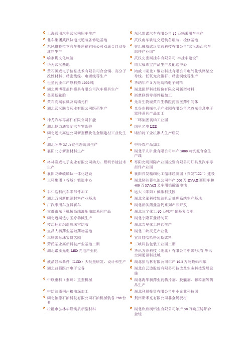 2014年度湖北省重点项目名单