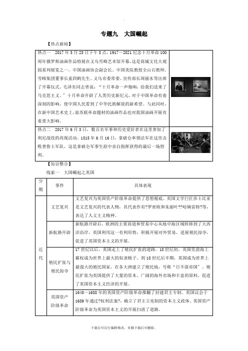 北师大版历史中考总复习全程突破专题九大国崛起