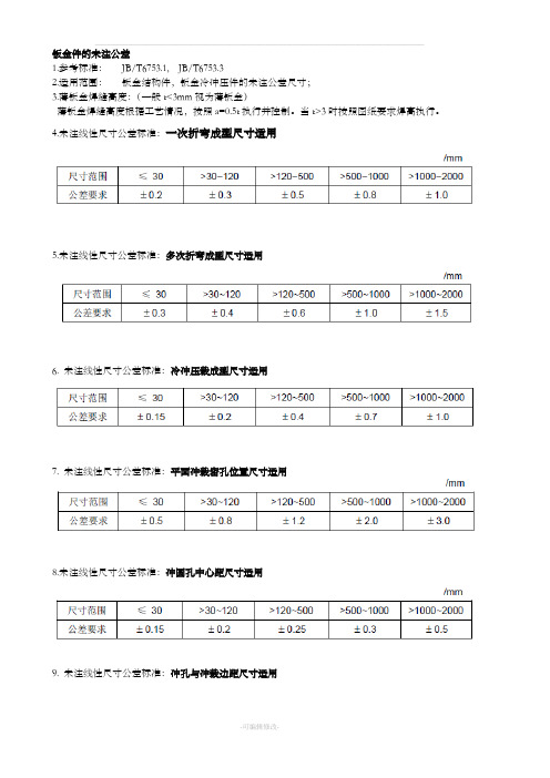 钣金件的未注公差