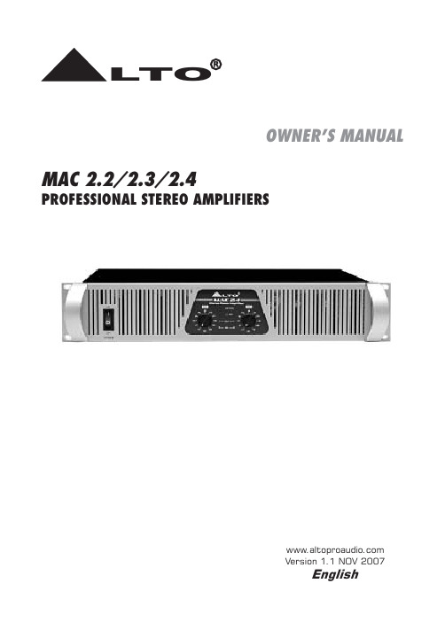 MAC 2.2 2.3 2.4 PROFESSIONAL STEREO AMPLIFIERS说明书