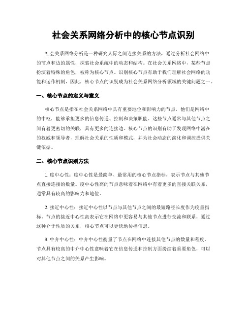 社会关系网络分析中的核心节点识别