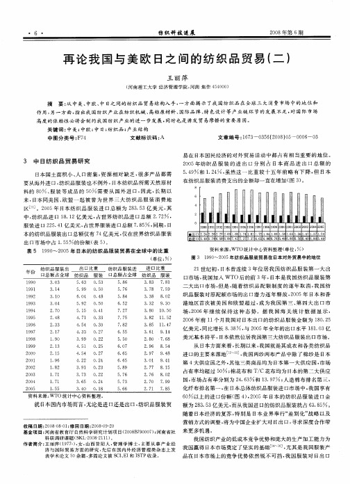 再论我国与美欧日之间的纺织品贸易(二)