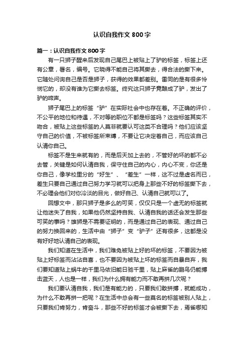 认识自我作文800字