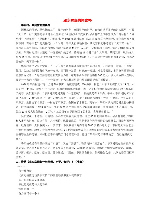 九年级政治全册 第二单元 五星红旗我为你骄傲 第4课 全民共同致富 逐步实现共同富裕拓展素材 鲁教版