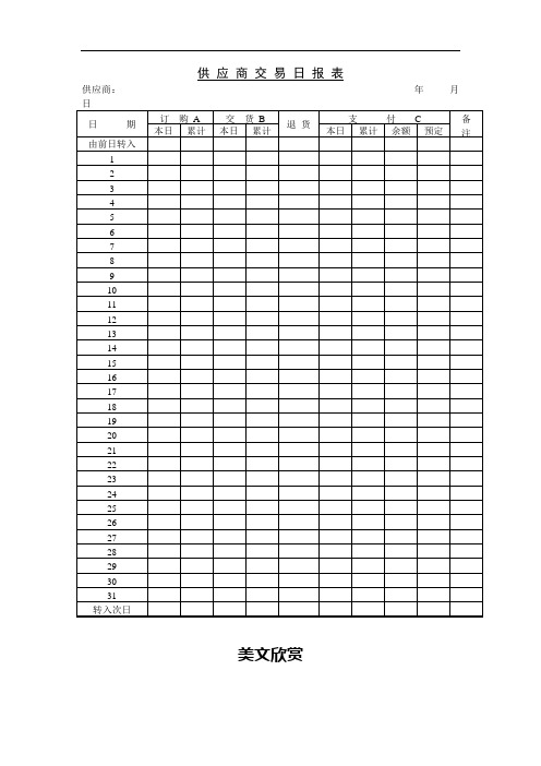供应商交易日报表
