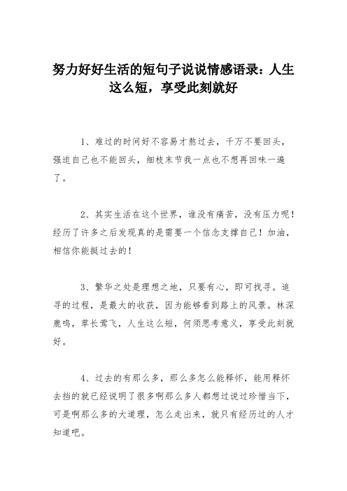 努力好好生活的短句子说说情感语录：人生这么短,享受此刻就好