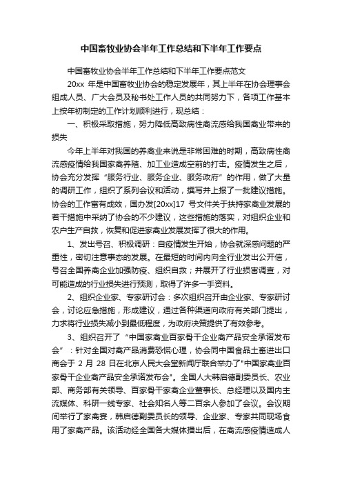 中国畜牧业协会半年工作总结和下半年工作要点