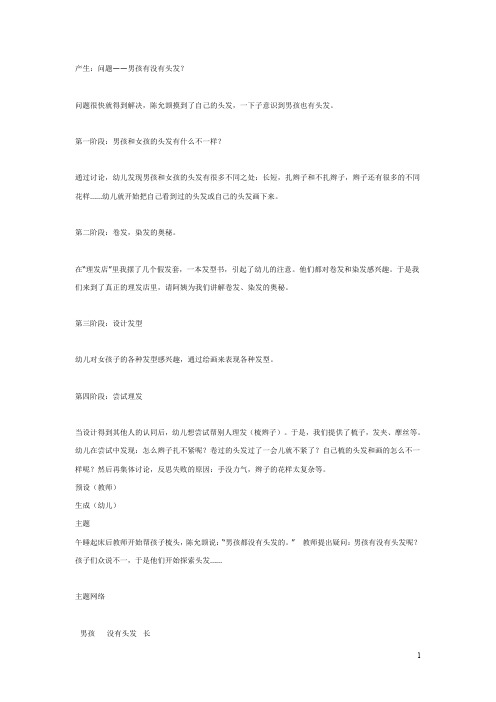 幼儿园主题:头发的秘密 教案