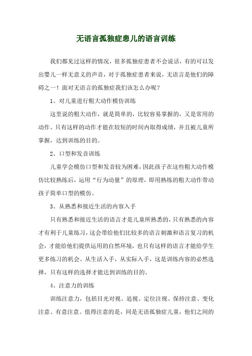 无语言孤独症患儿的语言训练