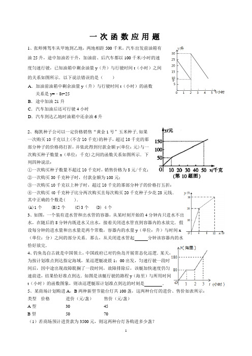 八年级一次函数应用题