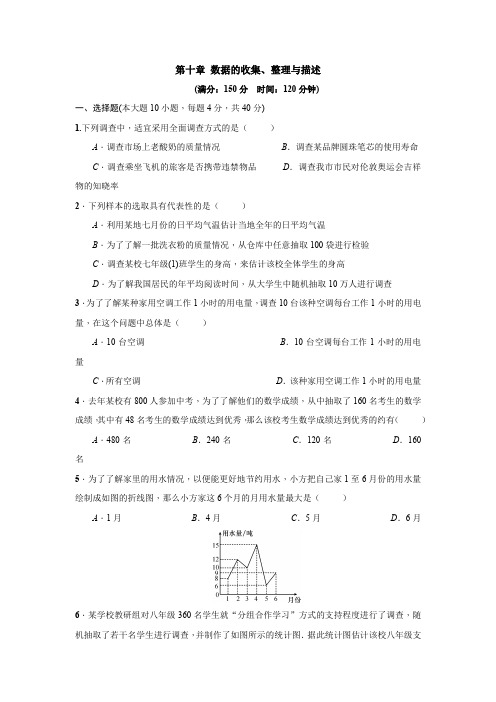 人教版数学七年级下册：第十章 数据的收集、整理与描述  单元测试(附答案)