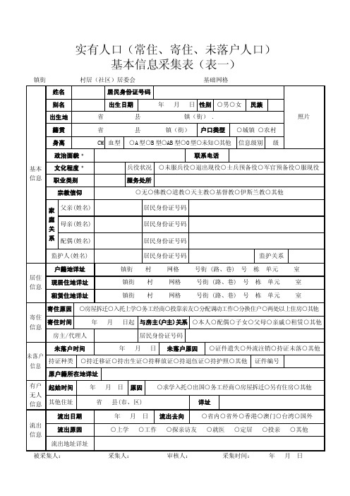 实有人口基本信息采集表