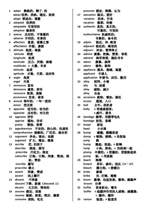 相似单词 (考博的相似单词,整理网上的170个外加自己整理的,共270个)