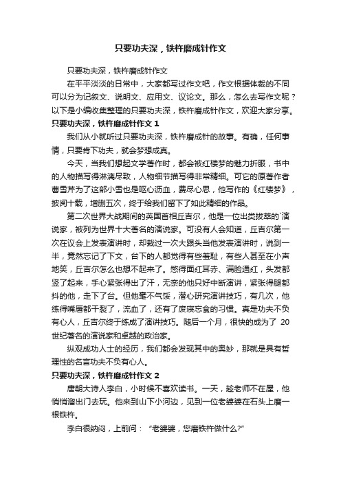 只要功夫深，铁杵磨成针作文