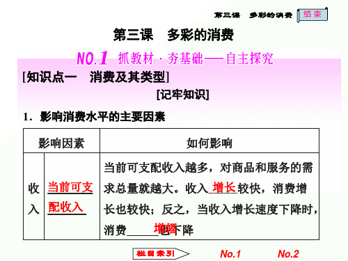 2020年高考政治总复习精品课件：第一单元  第三课  多彩的消费