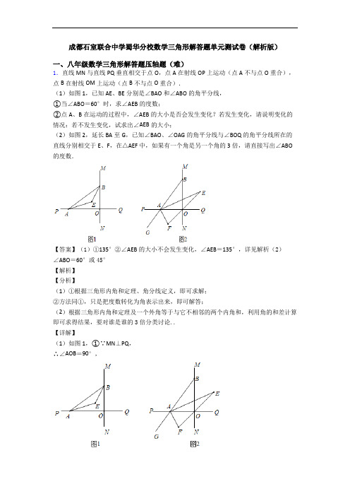 成都石室联合中学蜀华分校数学三角形解答题单元测试卷(解析版)