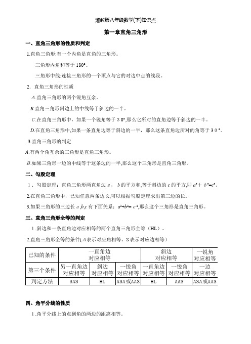 湘教版八年级数学(下)知识点