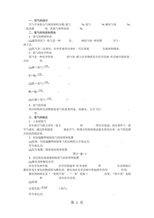 沪教版九年级化学全册第二章身边的化学物质知识清单