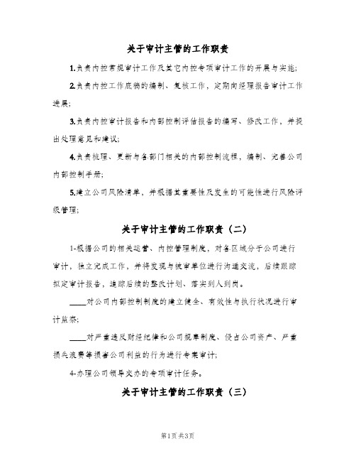 关于审计主管的工作职责（四篇）