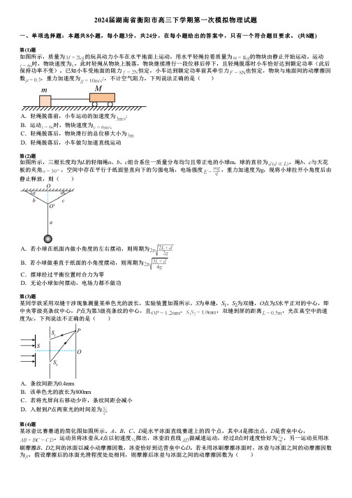 2024届湖南省衡阳市高三下学期第一次模拟物理试题