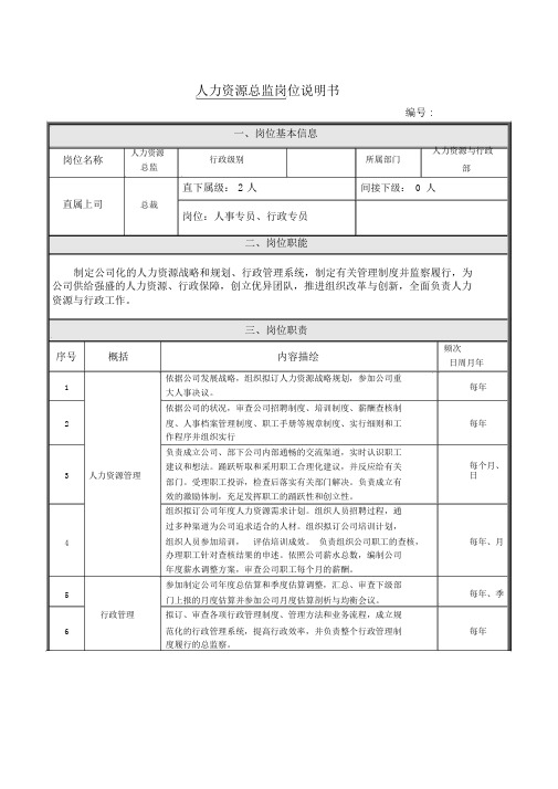 岗位说明书-HRD