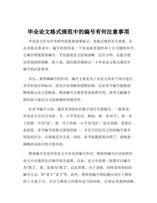 毕业论文格式规范中的编号有何注意事项